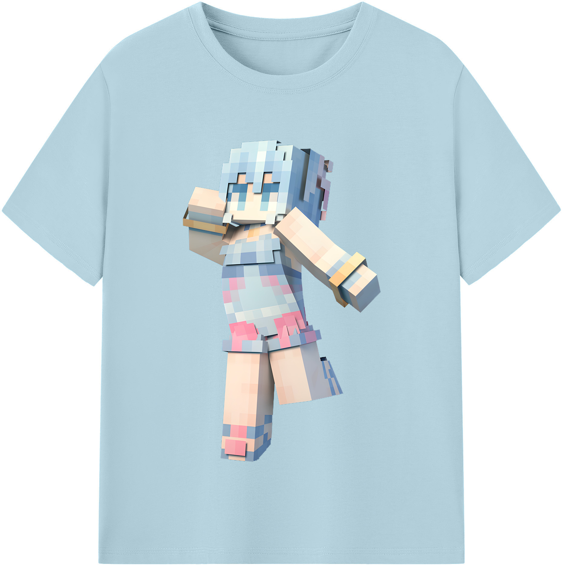 （画像用） マインクラフト ブロックの世界 Minecraft MC Block world 綿100％半袖Tシャツ（フロントプリント）